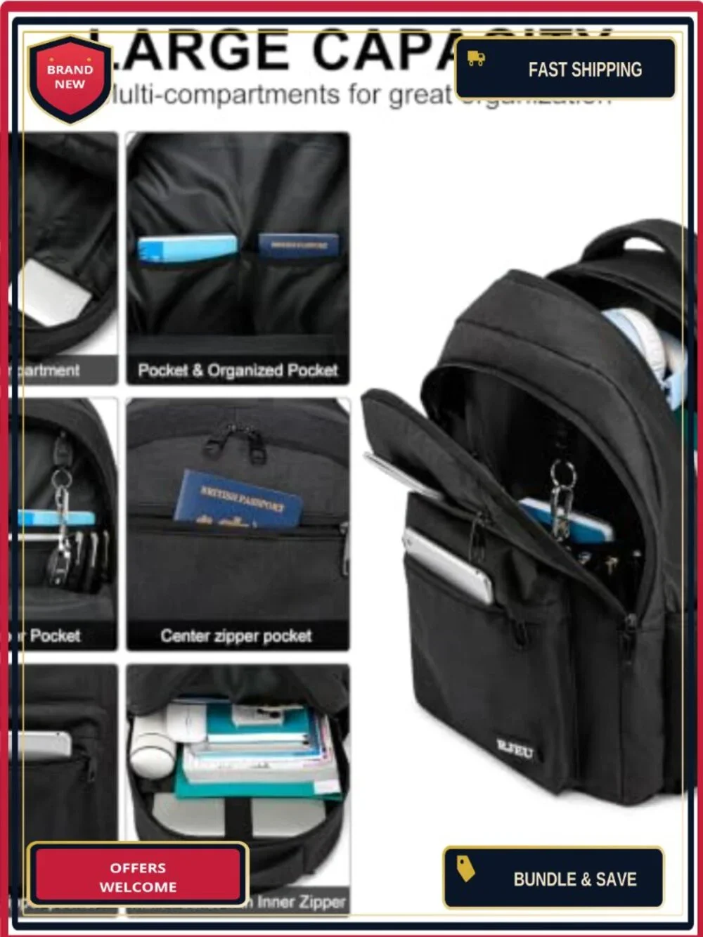 Sturdy Anti-Theft Laptop Backpack with USB Port for School College